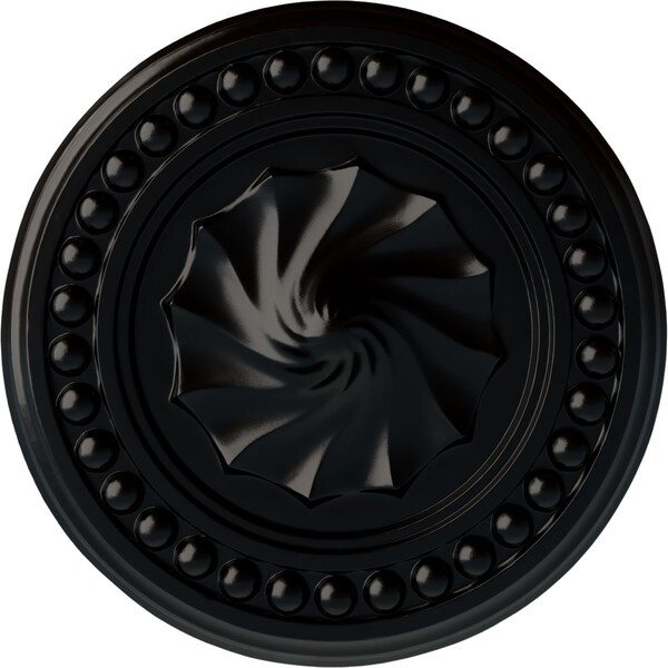 Ekena Millwork Foster Shell Ceiling Medallion (Fits Canopies up to 9 5/8"), Hand-Painted Jet Black, 15 3/4"OD x 2"P CM15FOBLF - main